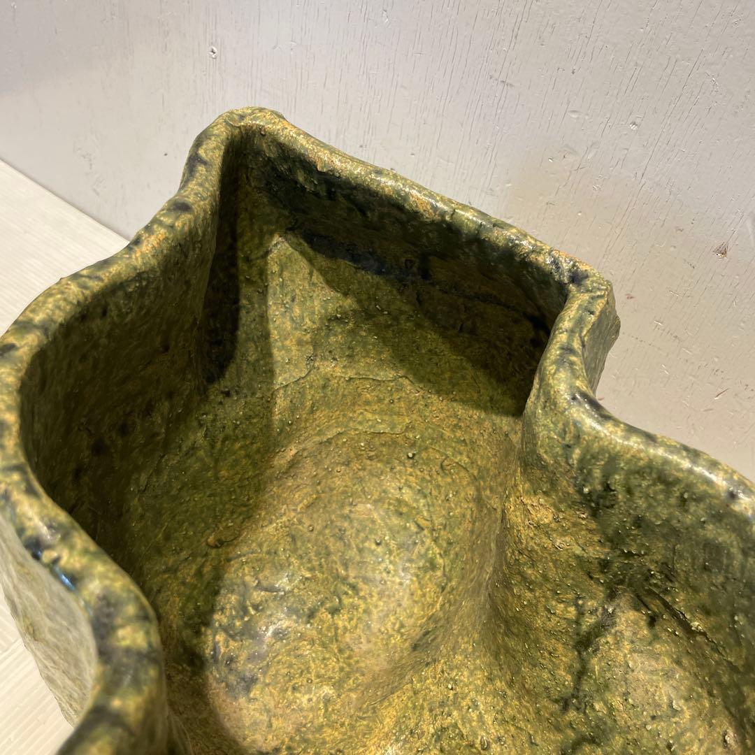 丸鉢　美濃焼？　花器　花瓶　盆栽鉢　水鉢　一点もの　焼物　工芸品
