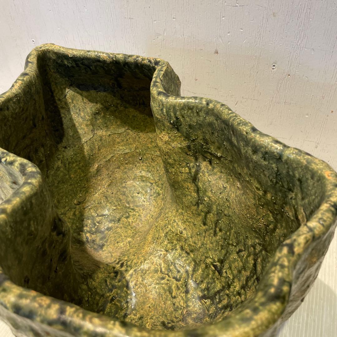 丸鉢　美濃焼？　花器　花瓶　盆栽鉢　水鉢　一点もの　焼物　工芸品