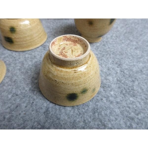 林虎男黄瀬戸煎茶器揃え共箱附き [B28586]