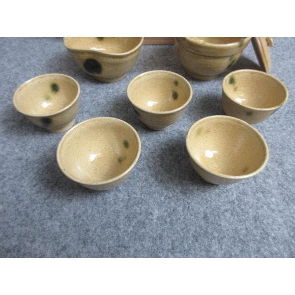 林虎男黄瀬戸煎茶器揃え共箱附き [B28586]