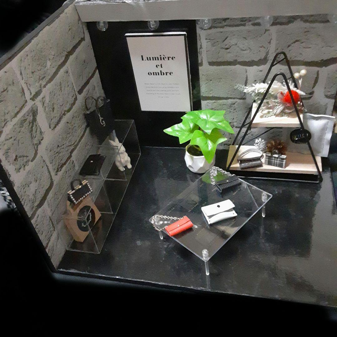 SALE 2Wayブラックモダン メンズドールハウス ミニチュア背景ボード