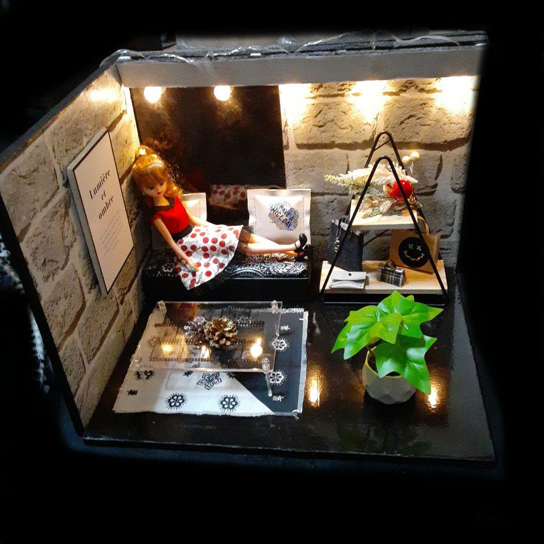 SALE 2Wayブラックモダン メンズドールハウス ミニチュア背景ボード