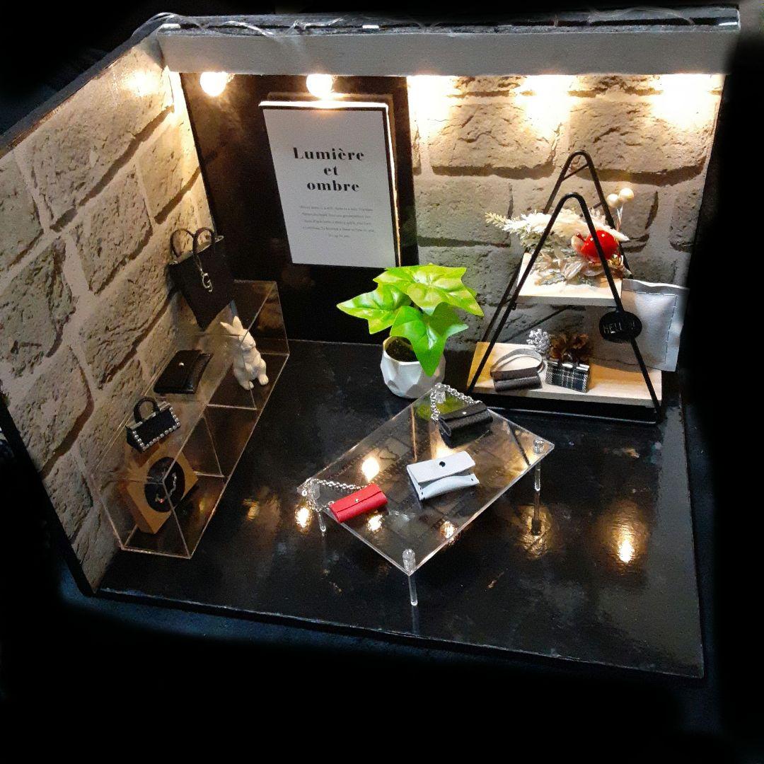 SALE 2Wayブラックモダン メンズドールハウス ミニチュア背景ボード