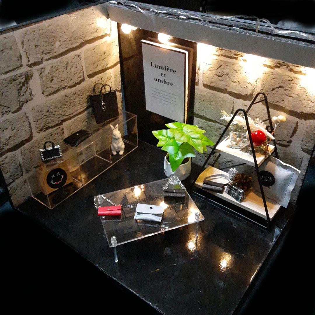 SALE 2Wayブラックモダン メンズドールハウス ミニチュア背景ボード