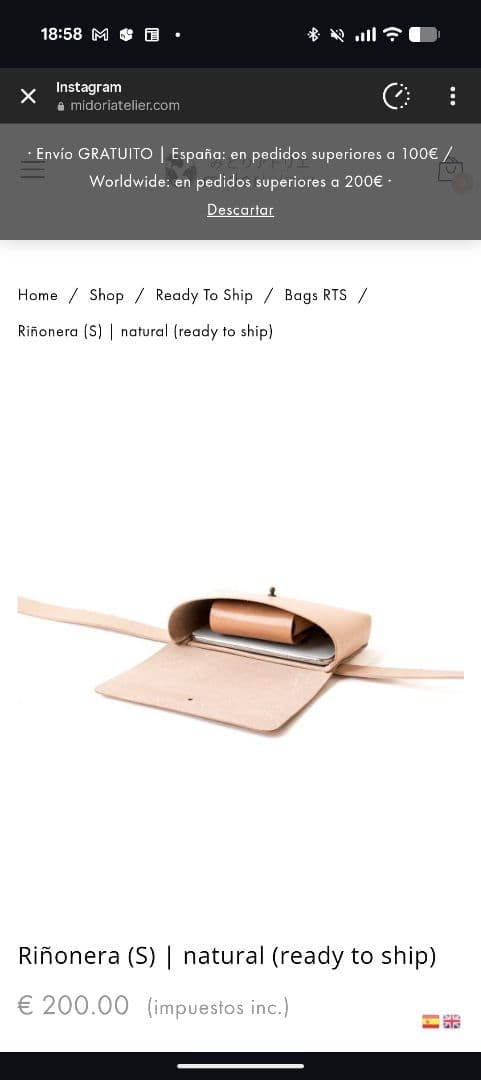 イタリアンレザー 生成りナチュラル ヌメ革サコッシュ