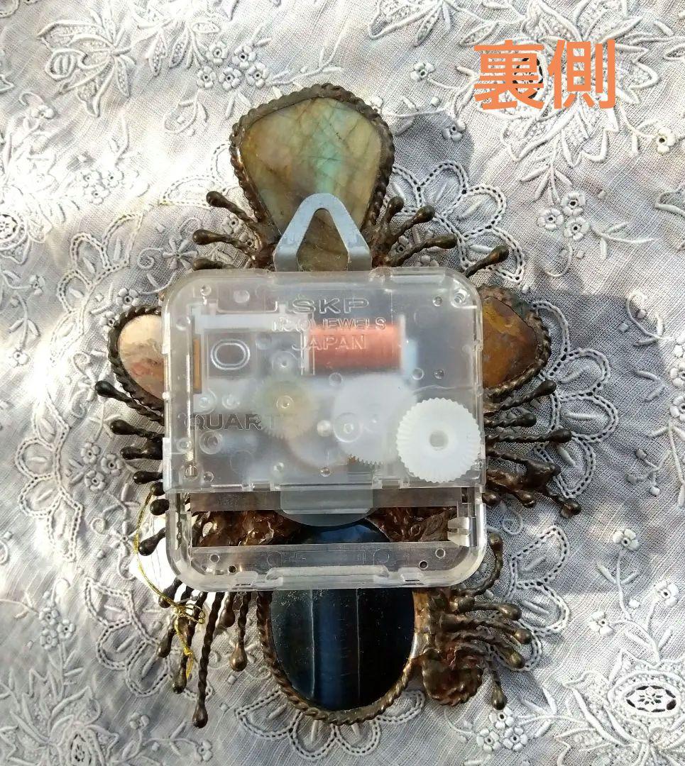 ♥天然石（宝石）掛け時計　ラブラドライト、オパール（2）オークアイ（鷹目石）