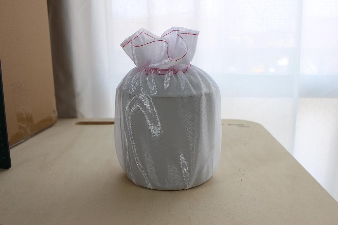 骨壷セット 7寸 骨壷 覆い袋 オーガンジー リボン ブルー 虹輝（こうき）