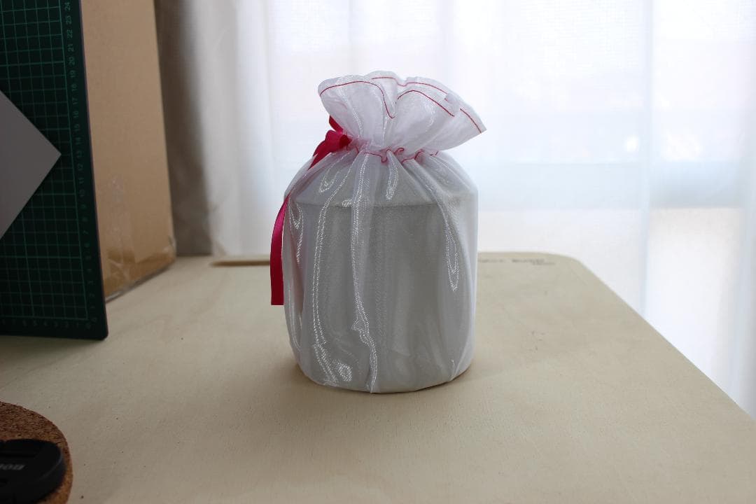 骨壷セット 7寸 骨壷 覆い袋 オーガンジー リボン ブルー 虹輝（こうき）