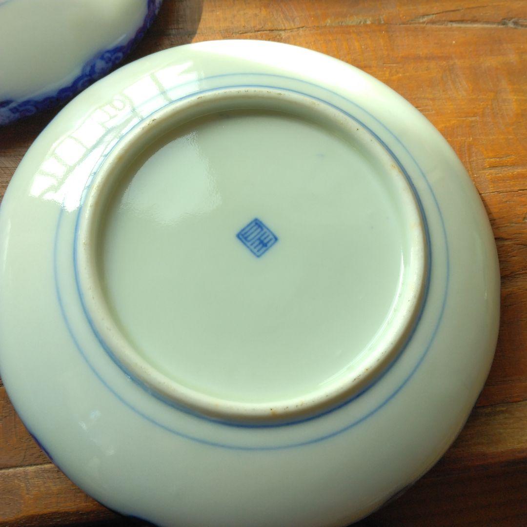 古伊万里 染付 丸皿 盛鉢 18㎝ 3枚セット 花柄 アンティーク 骨董 工芸品