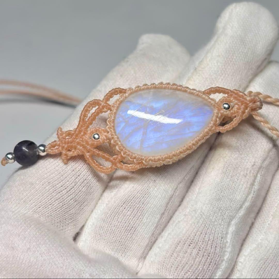 #2231 ♡ブルームーンストーン&アイオライト天然石♡マクラメネックレス