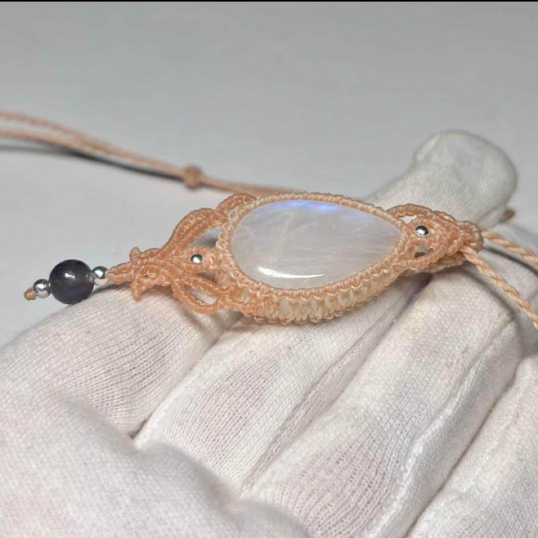 #2231 ♡ブルームーンストーン&アイオライト天然石♡マクラメネックレス