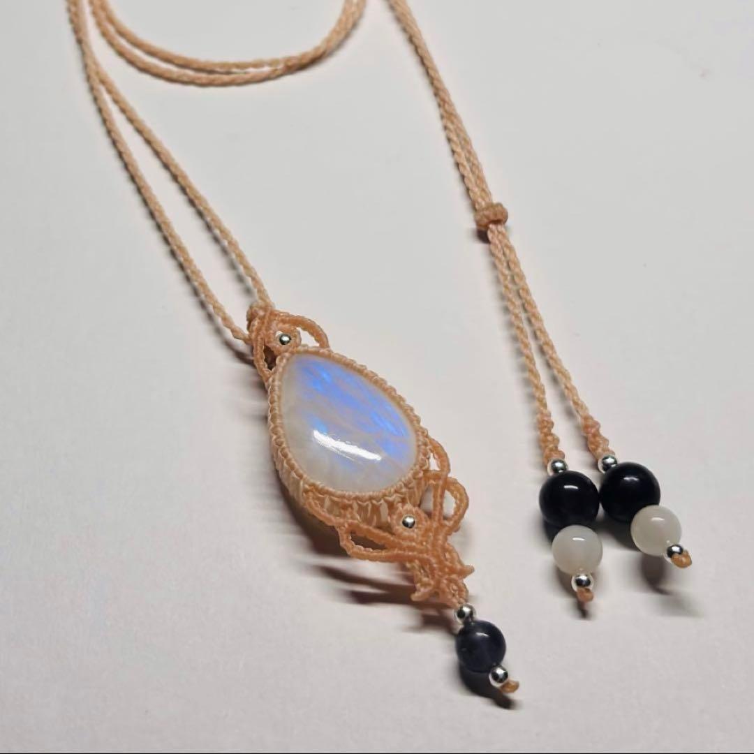 #2231 ♡ブルームーンストーン&アイオライト天然石♡マクラメネックレス