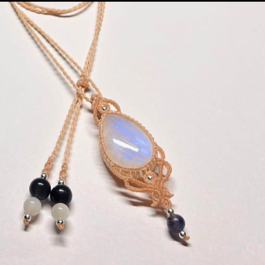 #2231 ♡ブルームーンストーン&アイオライト天然石♡マクラメネックレス