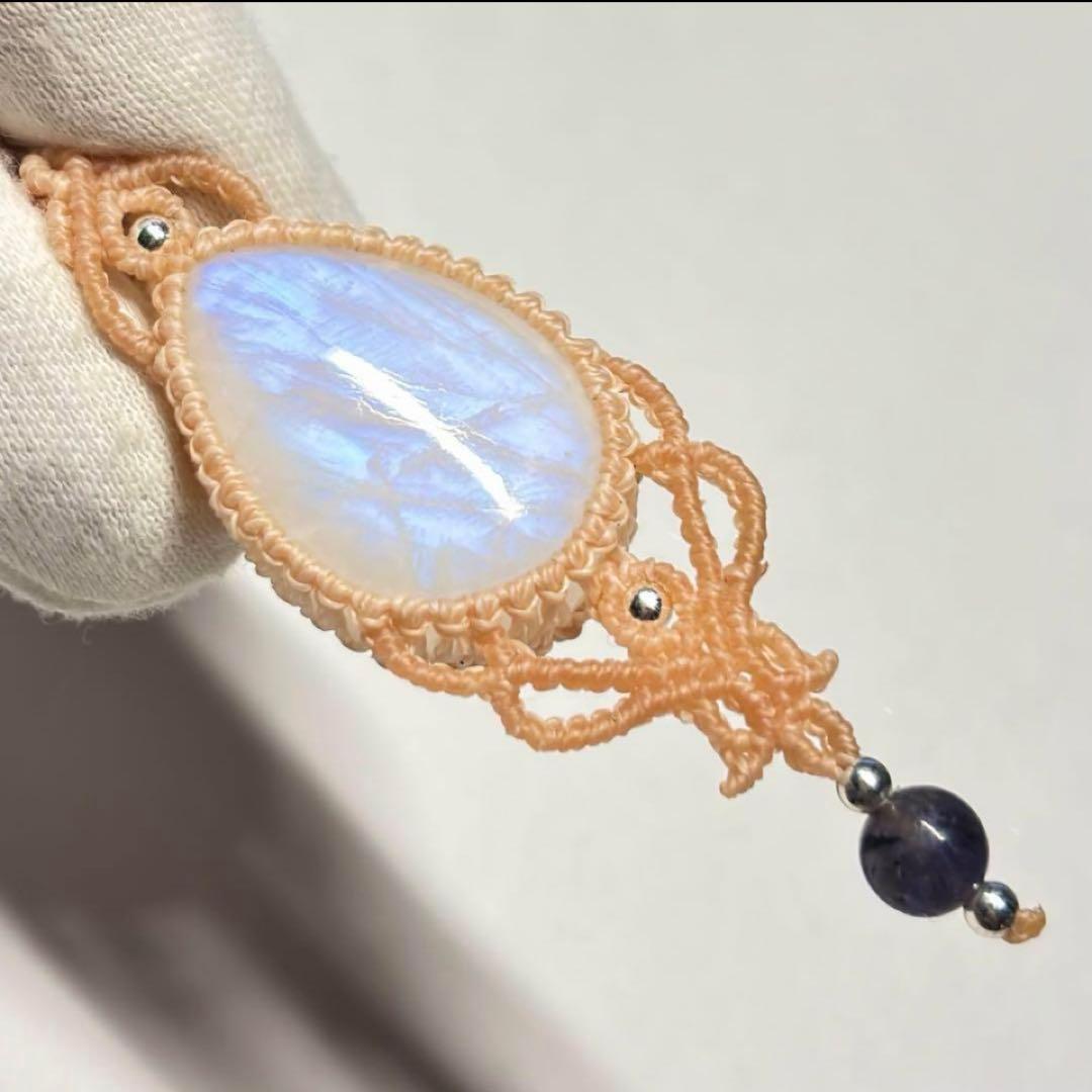 #2231 ♡ブルームーンストーン&アイオライト天然石♡マクラメネックレス