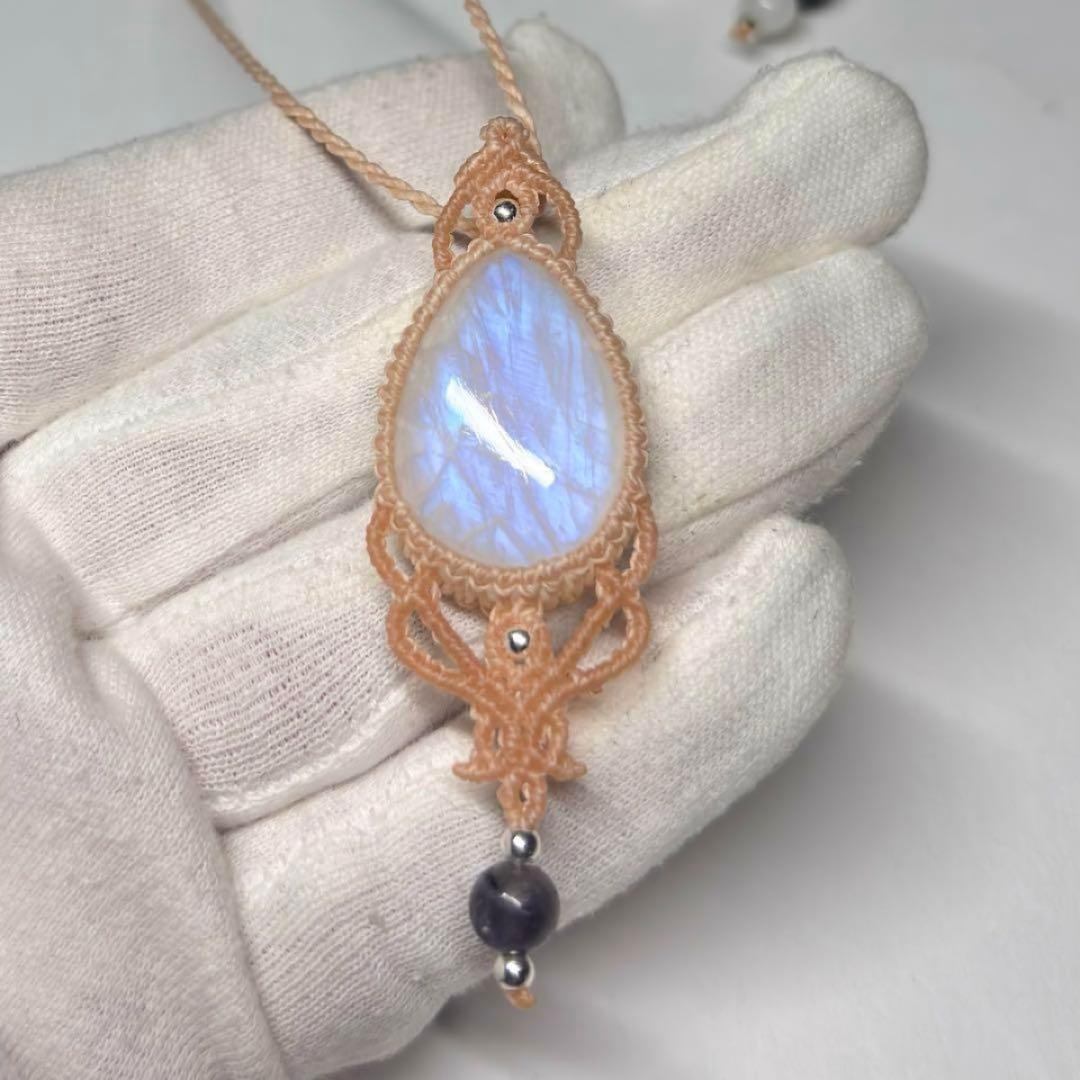 #2231 ♡ブルームーンストーン&アイオライト天然石♡マクラメネックレス
