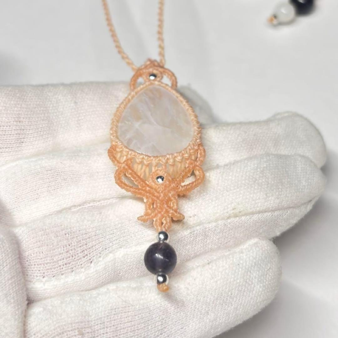 #2231 ♡ブルームーンストーン&アイオライト天然石♡マクラメネックレス