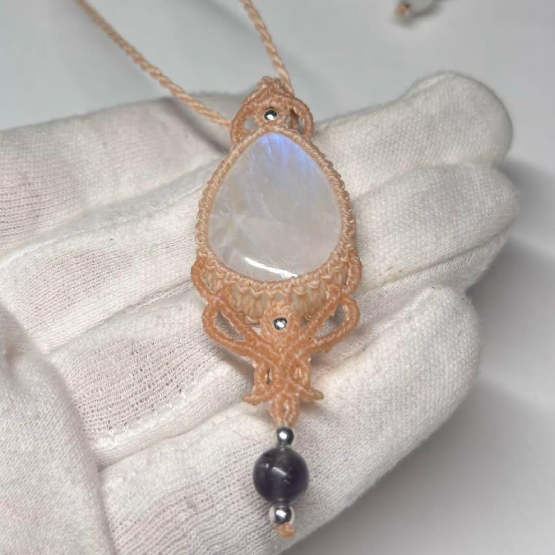 #2231 ♡ブルームーンストーン&アイオライト天然石♡マクラメネックレス