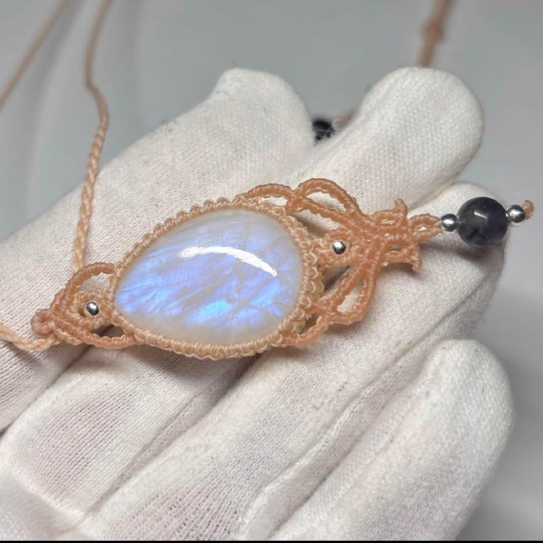 #2231 ♡ブルームーンストーン&アイオライト天然石♡マクラメネックレス