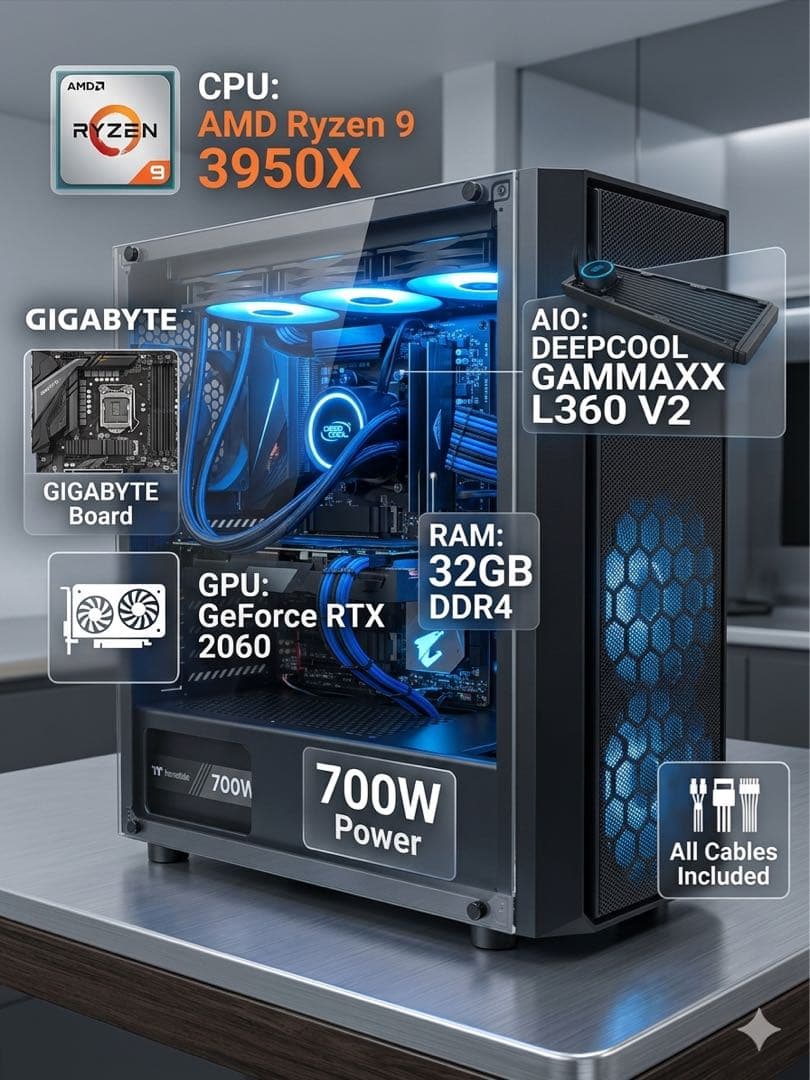 すぐ使える！Ryzen9 3950x搭載 グラボ RTX2060 メモリ32GB