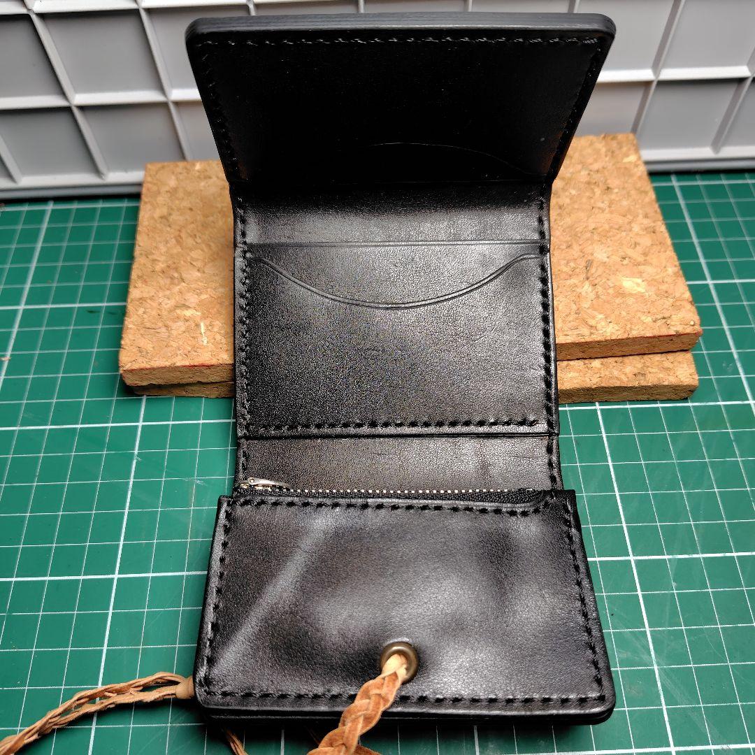 ハンドメイド　牛ヌメ革　ミニマリストウォレット