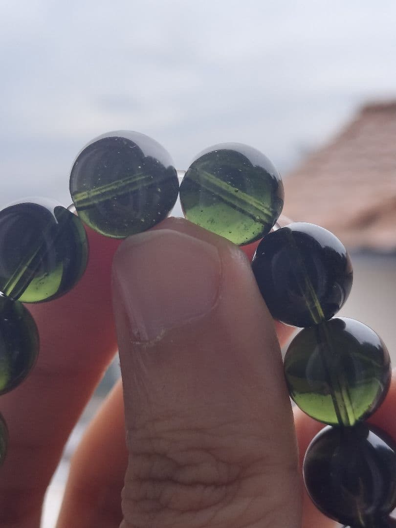 【最終価格】モルダバイトブレスレット　大玉　約12mm