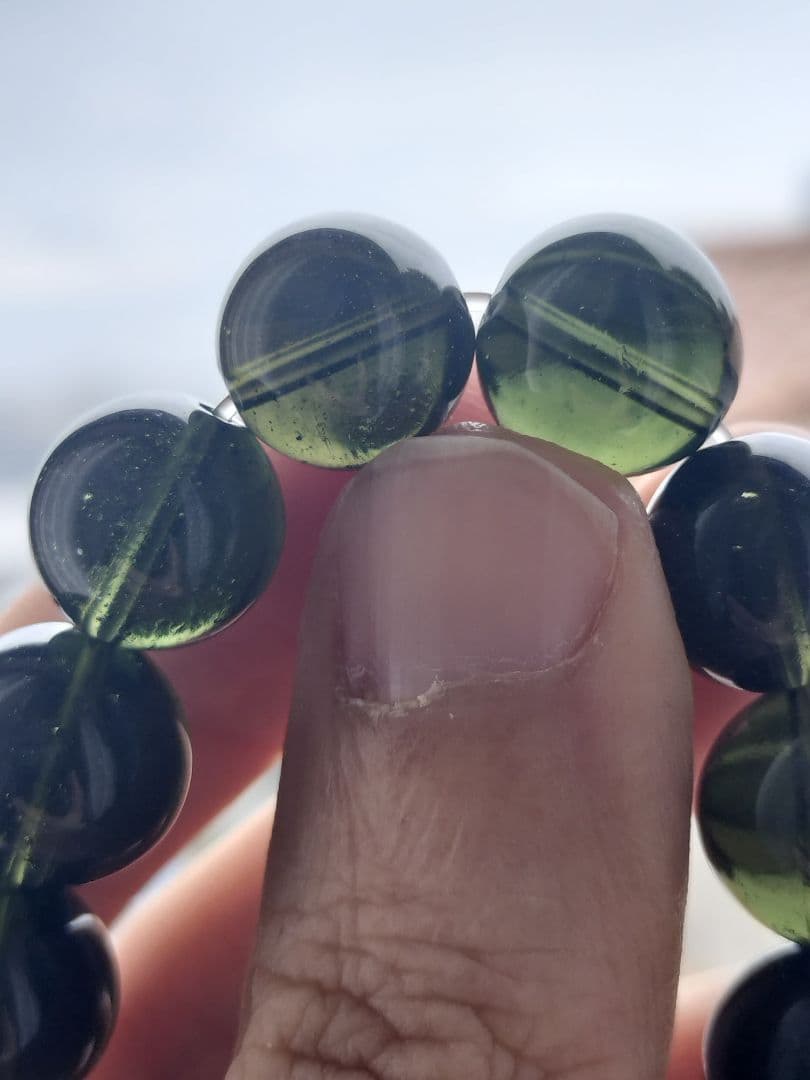 【最終価格】モルダバイトブレスレット　大玉　約12mm