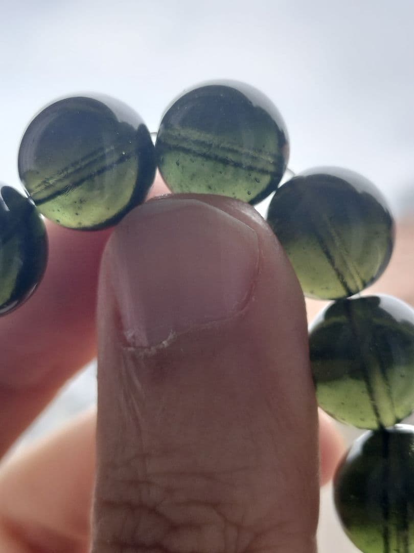 【最終価格】モルダバイトブレスレット　大玉　約12mm