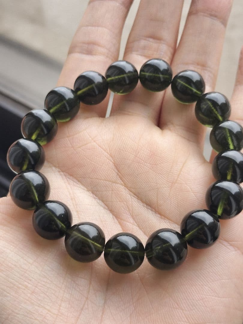【最終価格】モルダバイトブレスレット　大玉　約12mm