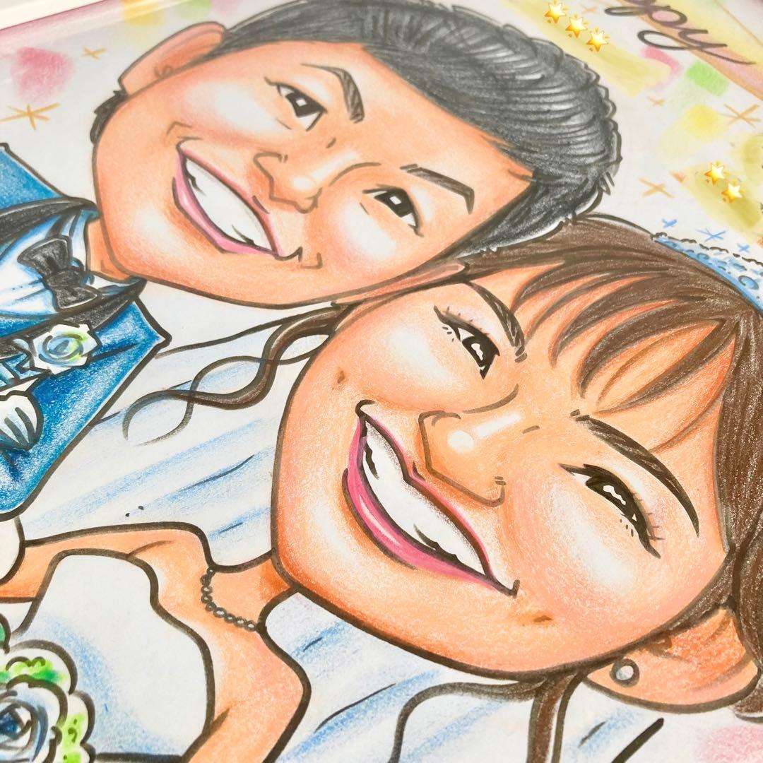 似顔絵オーダー　ウェルカムボード  結婚祝い　結婚式　受付　ウェルカムスペースb