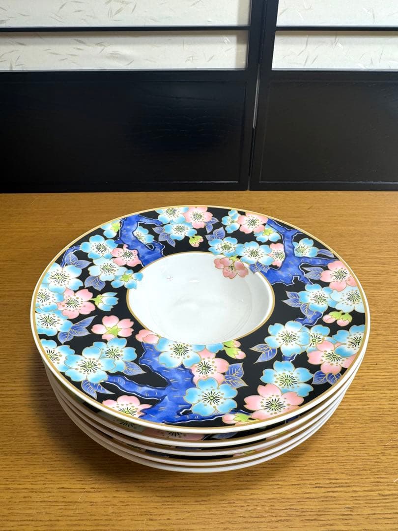 金彩桜　笠型プレート　ファインボーンチャイナ　ボウル　5枚組　未使用品