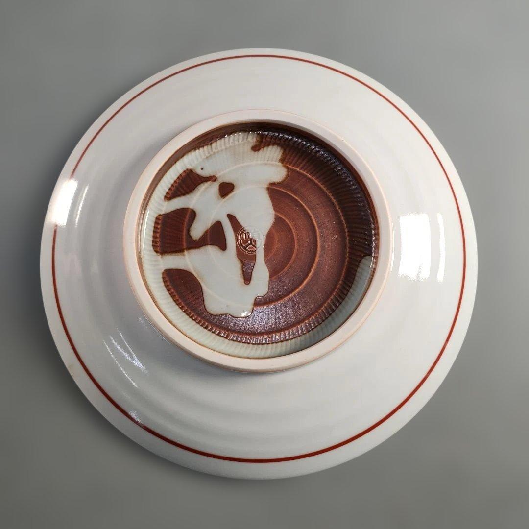 A1399-4/禎山窯/川尻一寛/呉須赤絵花鳥金彩丸紋銘々皿5客/共箱/懐石道具