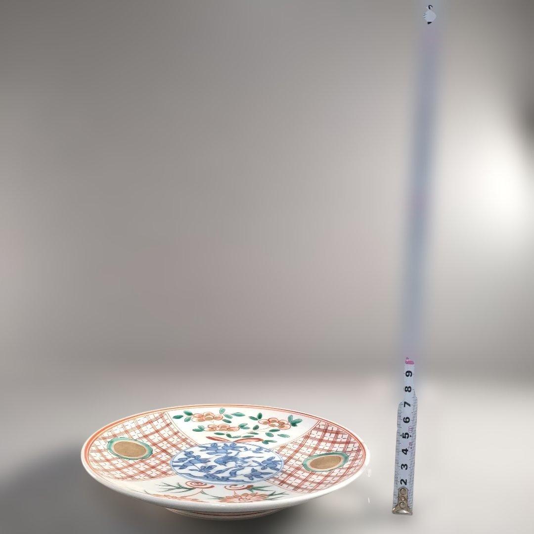 A1399-4/禎山窯/川尻一寛/呉須赤絵花鳥金彩丸紋銘々皿5客/共箱/懐石道具