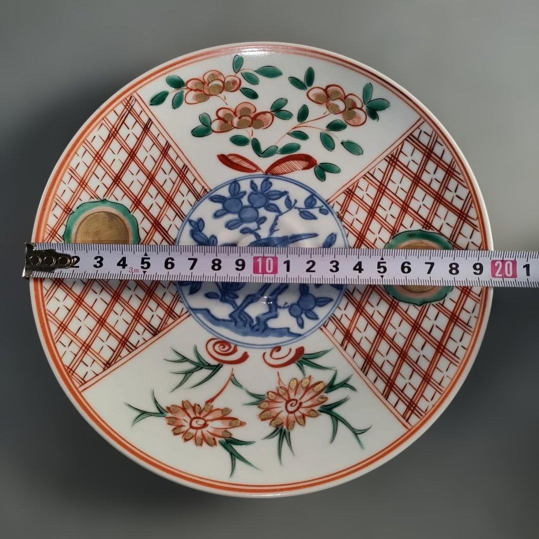 A1399-4/禎山窯/川尻一寛/呉須赤絵花鳥金彩丸紋銘々皿5客/共箱/懐石道具