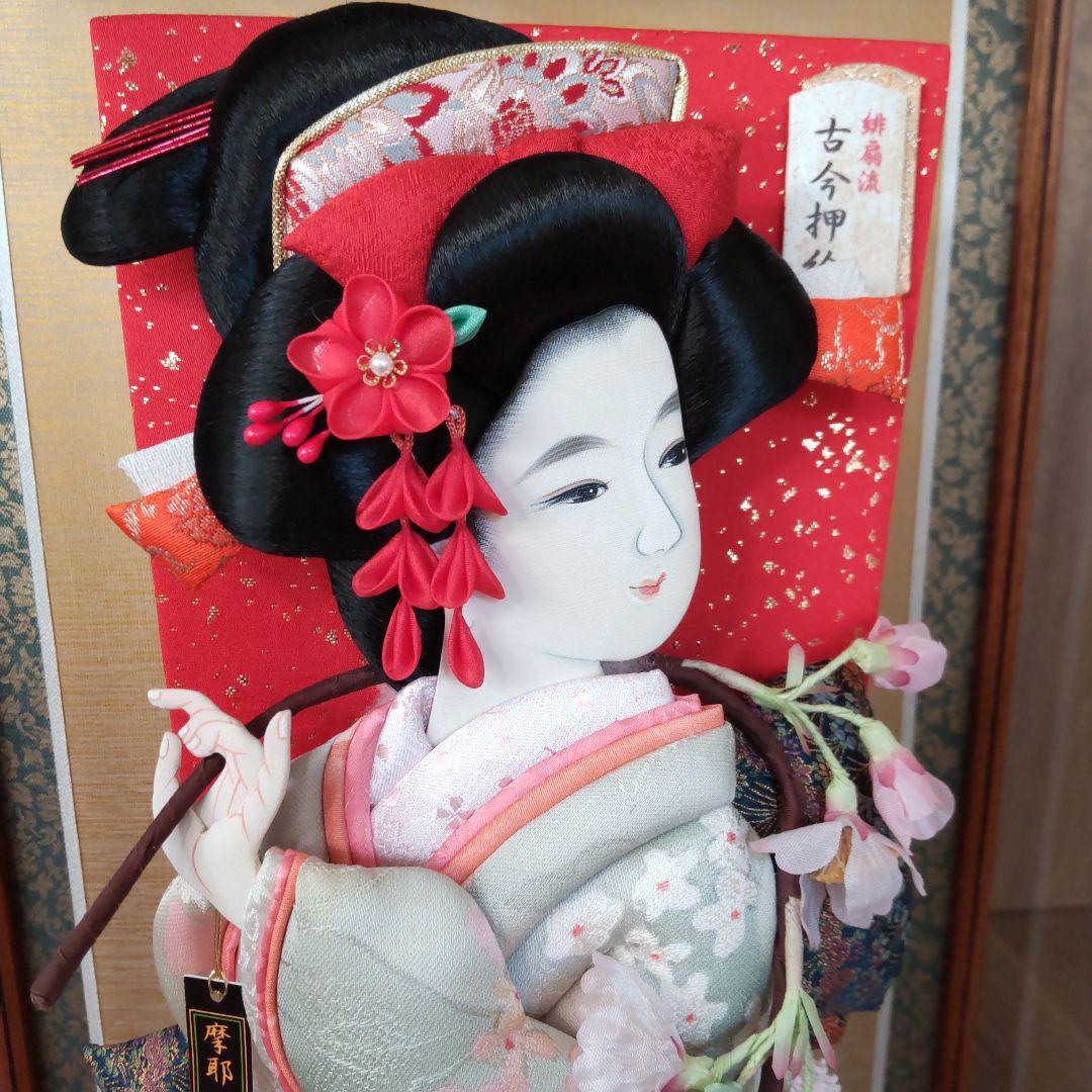 【値下げ】羽子板　ケース、台、立札付き　緋扇流古今押絵　摩耶作