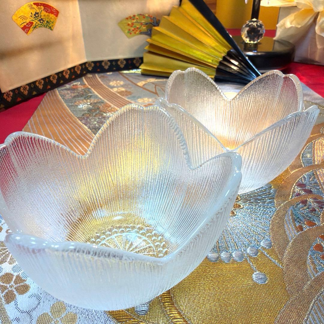 美品　ペア蓋付き小丼　庫山窯赤絵小皿　クリスタル小鉢　 No.5-23