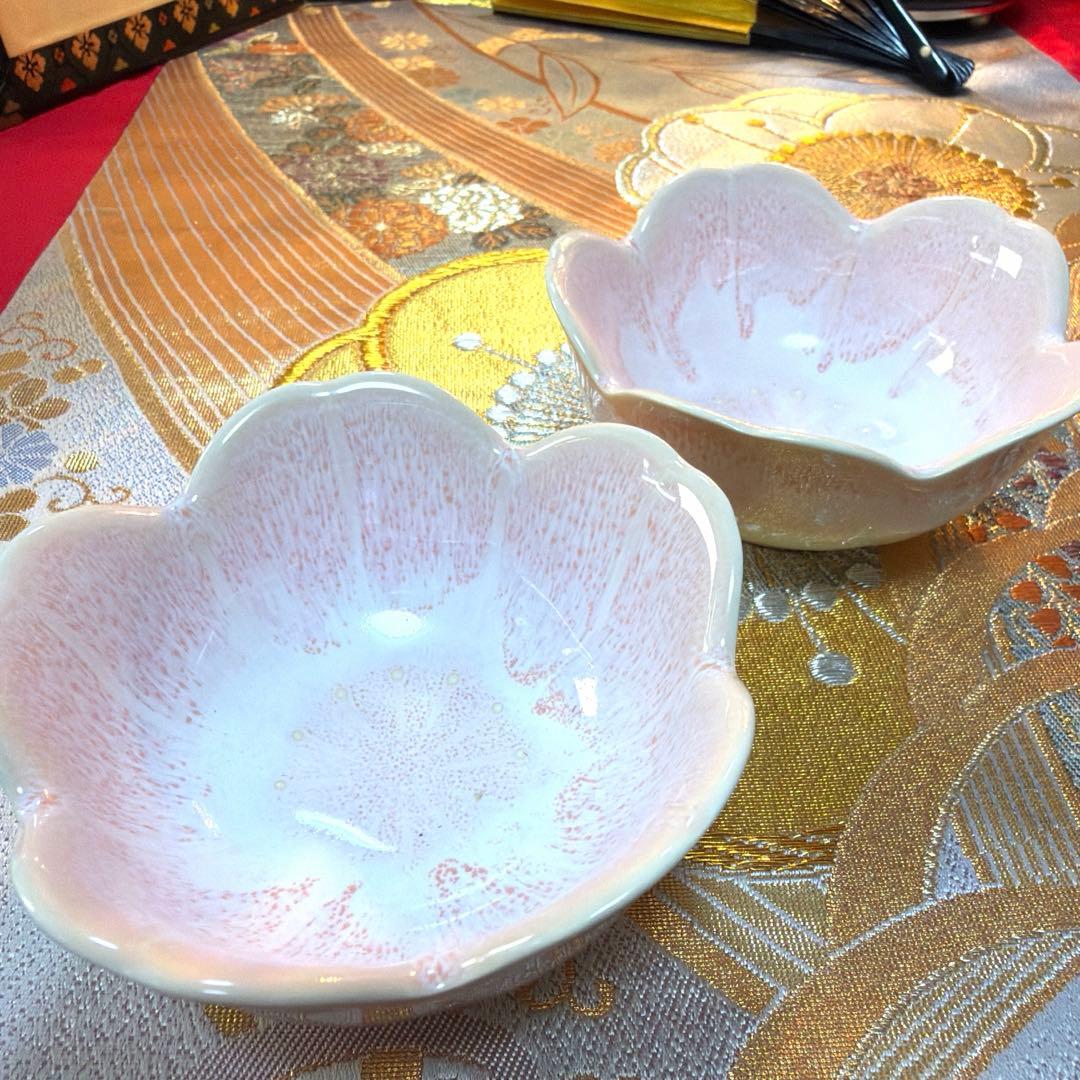 美品　ペア蓋付き小丼　庫山窯赤絵小皿　クリスタル小鉢　 No.5-23