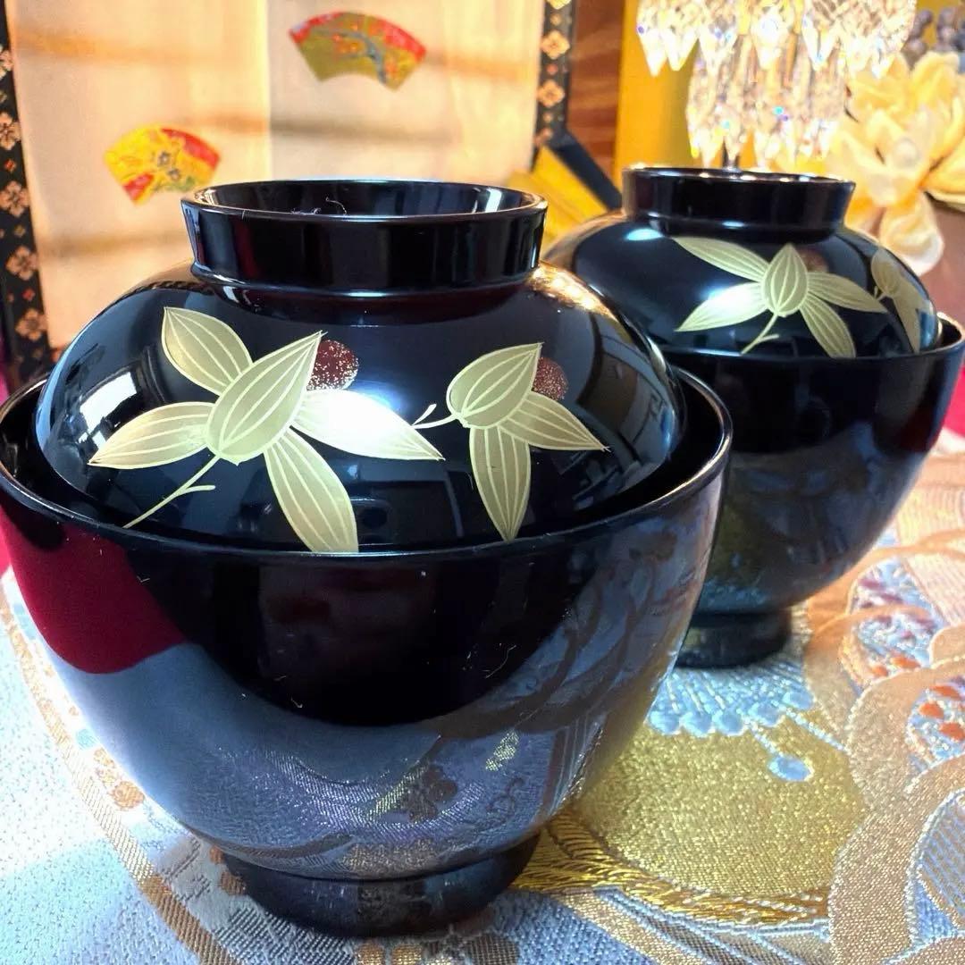 美品　ペア蓋付き小丼　庫山窯赤絵小皿　クリスタル小鉢　 No.5-23