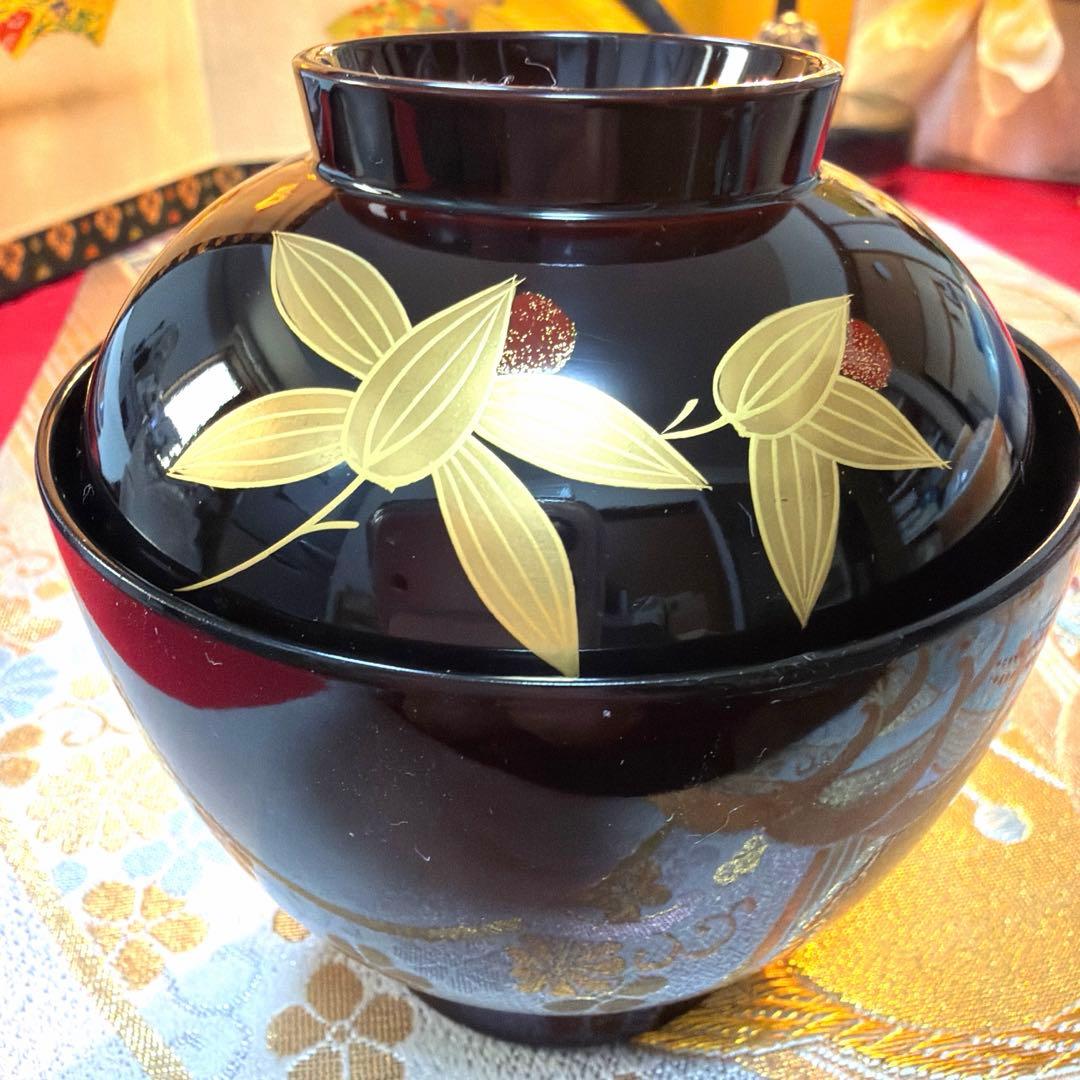 美品　ペア蓋付き小丼　庫山窯赤絵小皿　クリスタル小鉢　 No.5-23