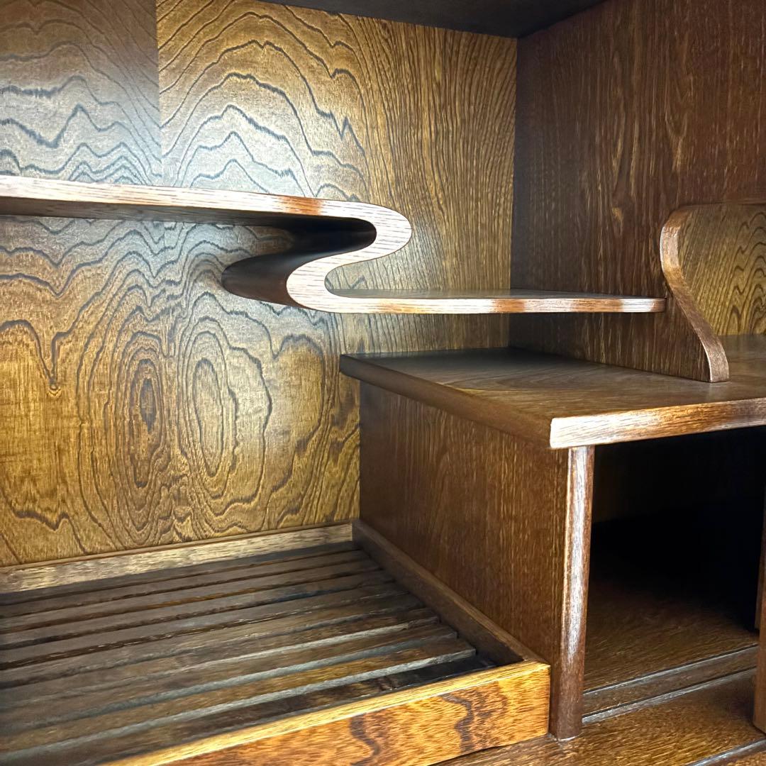 【希少】欅無垢 水屋箪笥 食器棚 和箪笥 古家具 古民家 昭和レトロ 店舗什器