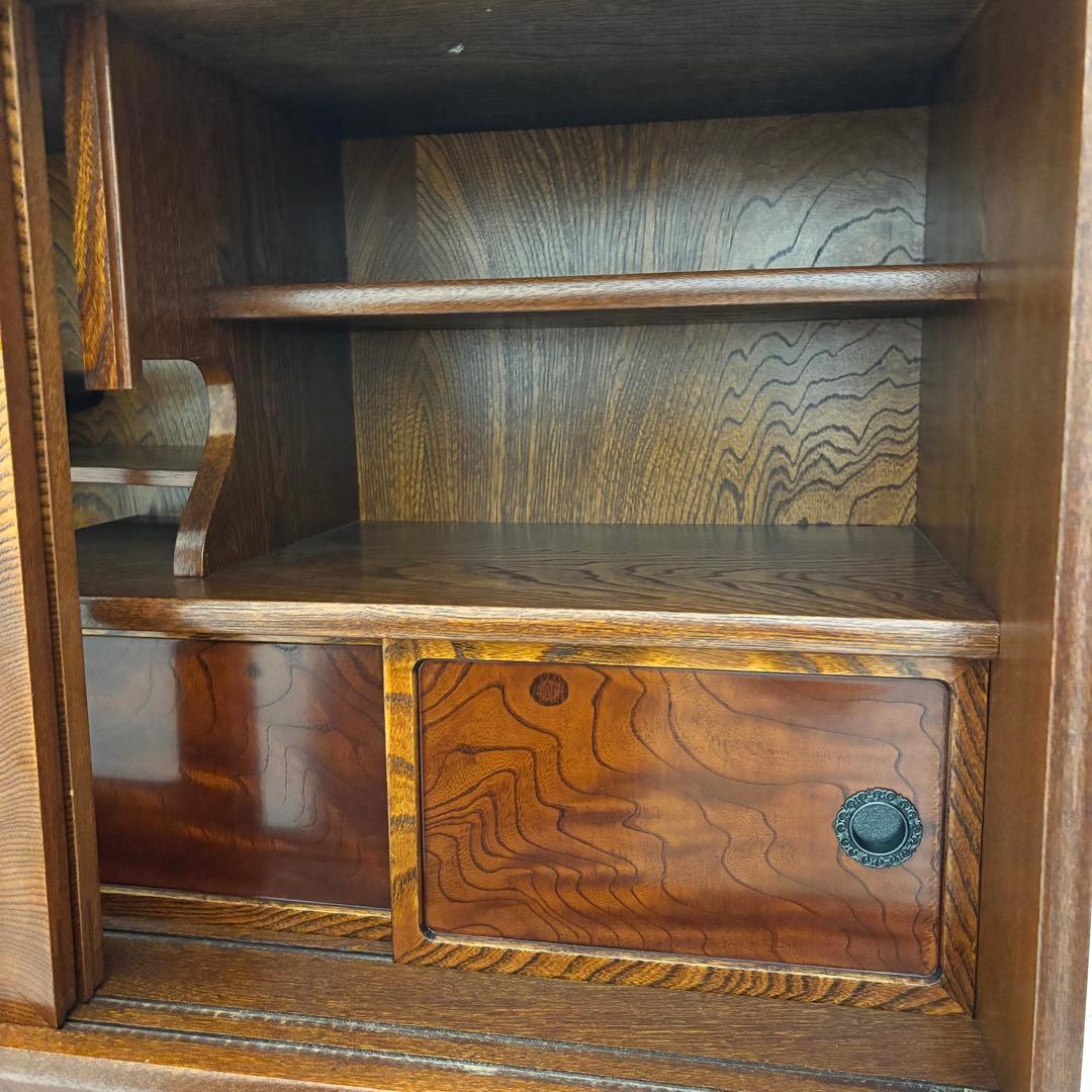 【希少】欅無垢 水屋箪笥 食器棚 和箪笥 古家具 古民家 昭和レトロ 店舗什器