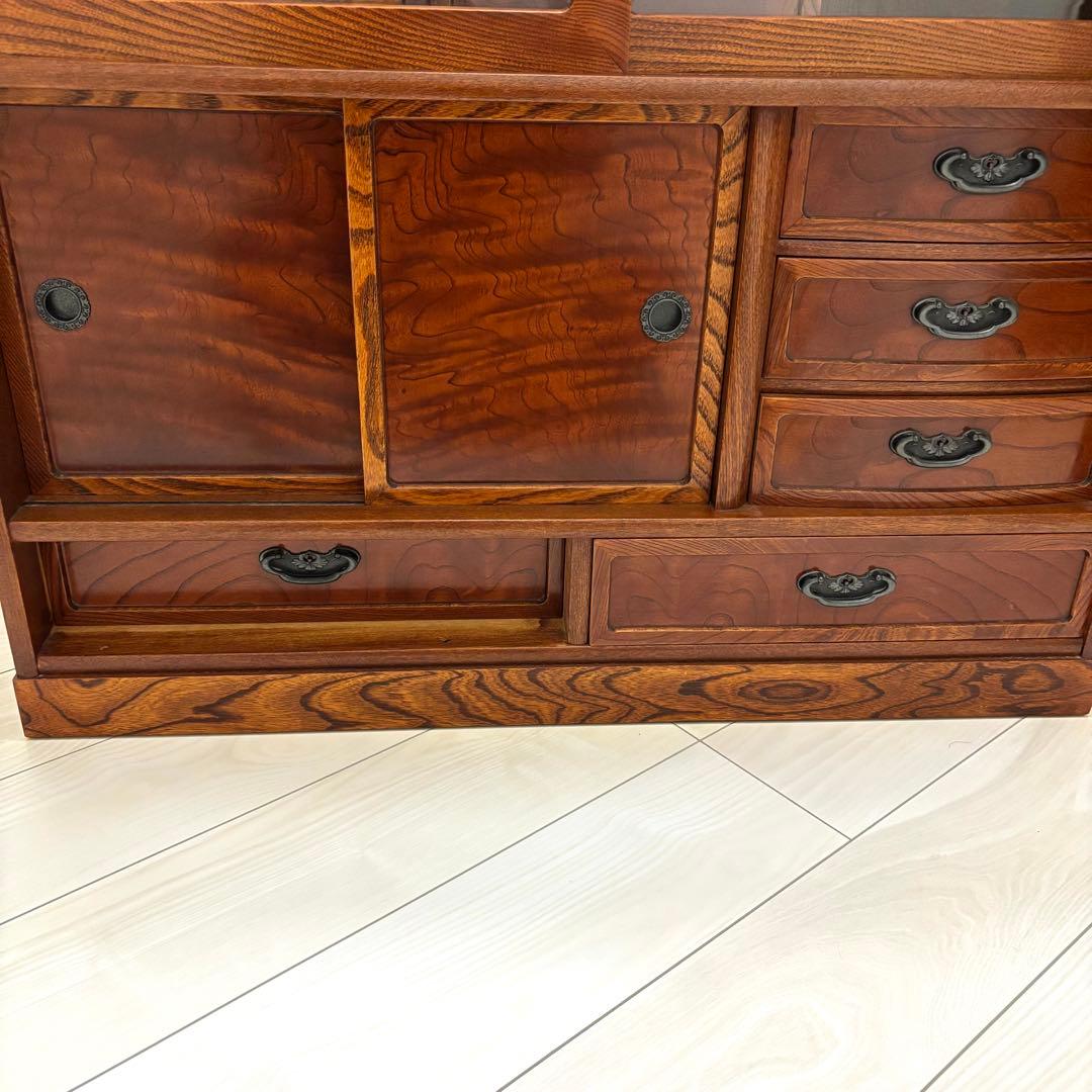 【希少】欅無垢 水屋箪笥 食器棚 和箪笥 古家具 古民家 昭和レトロ 店舗什器