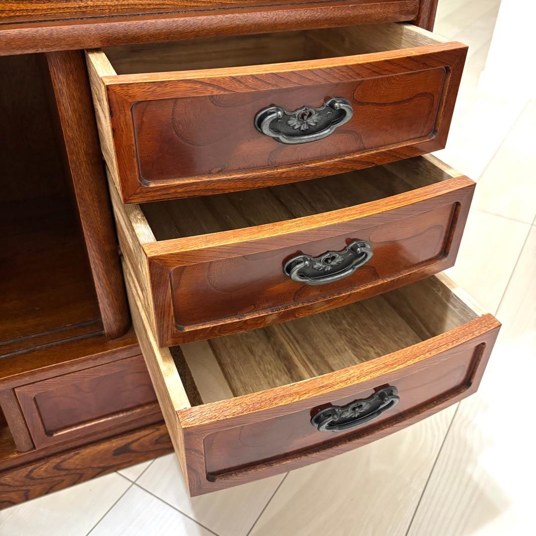 【希少】欅無垢 水屋箪笥 食器棚 和箪笥 古家具 古民家 昭和レトロ 店舗什器