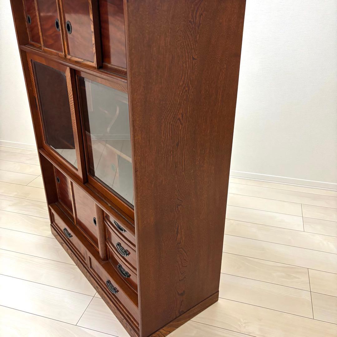 【希少】欅無垢 水屋箪笥 食器棚 和箪笥 古家具 古民家 昭和レトロ 店舗什器