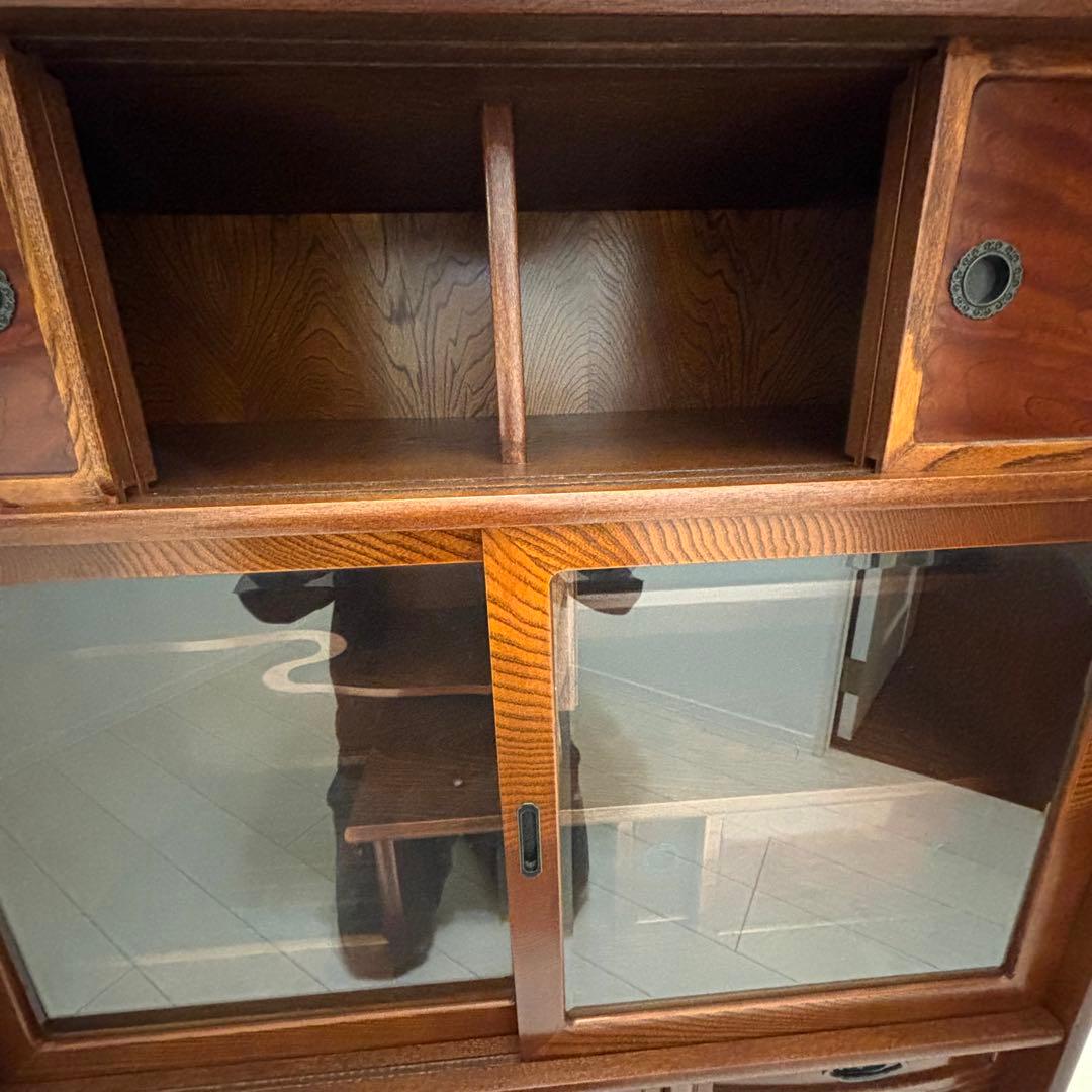 【希少】欅無垢 水屋箪笥 食器棚 和箪笥 古家具 古民家 昭和レトロ 店舗什器