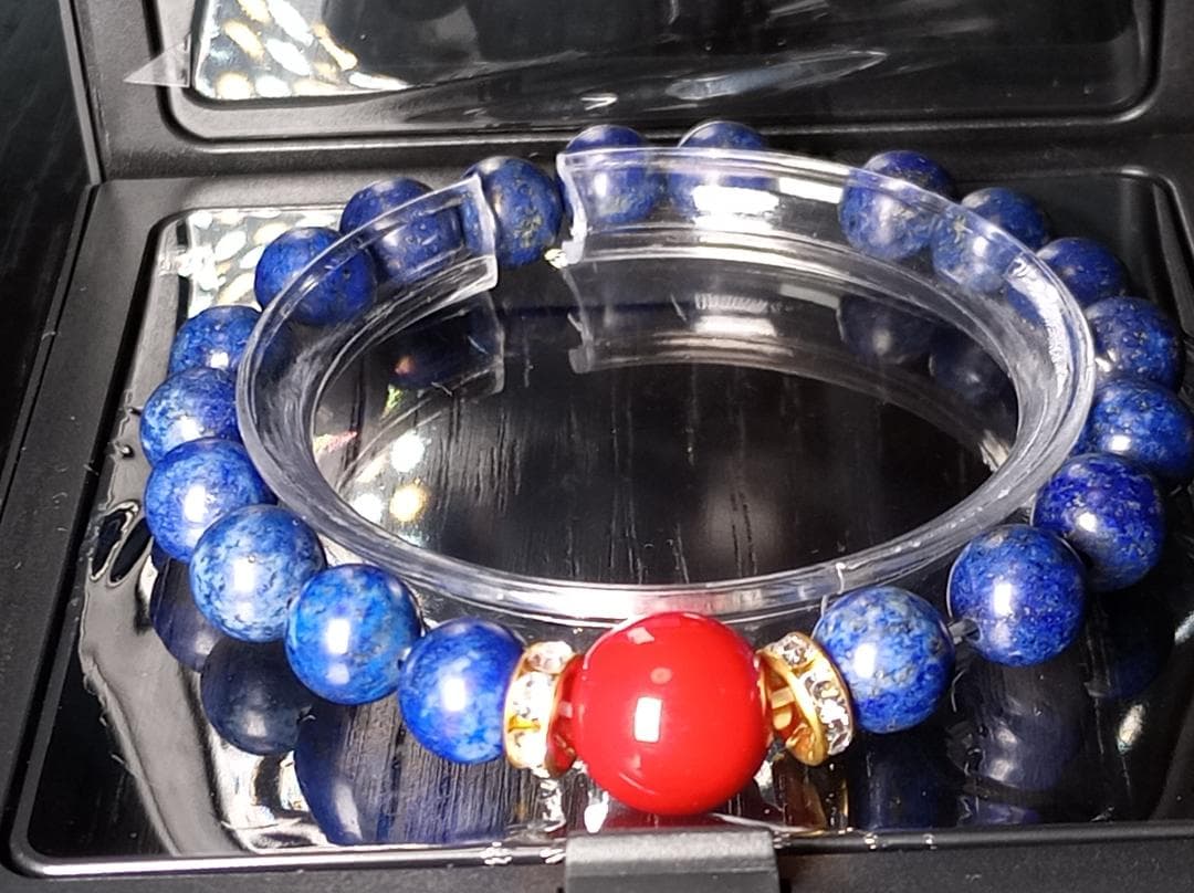 本日大特価‼️【新品】高級ラピスラズリ12mm15珠赤珊瑚本珊瑚ブレスレット