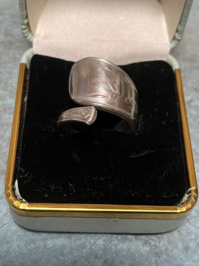 Old Tiffany スプーン リング 鳥と花々