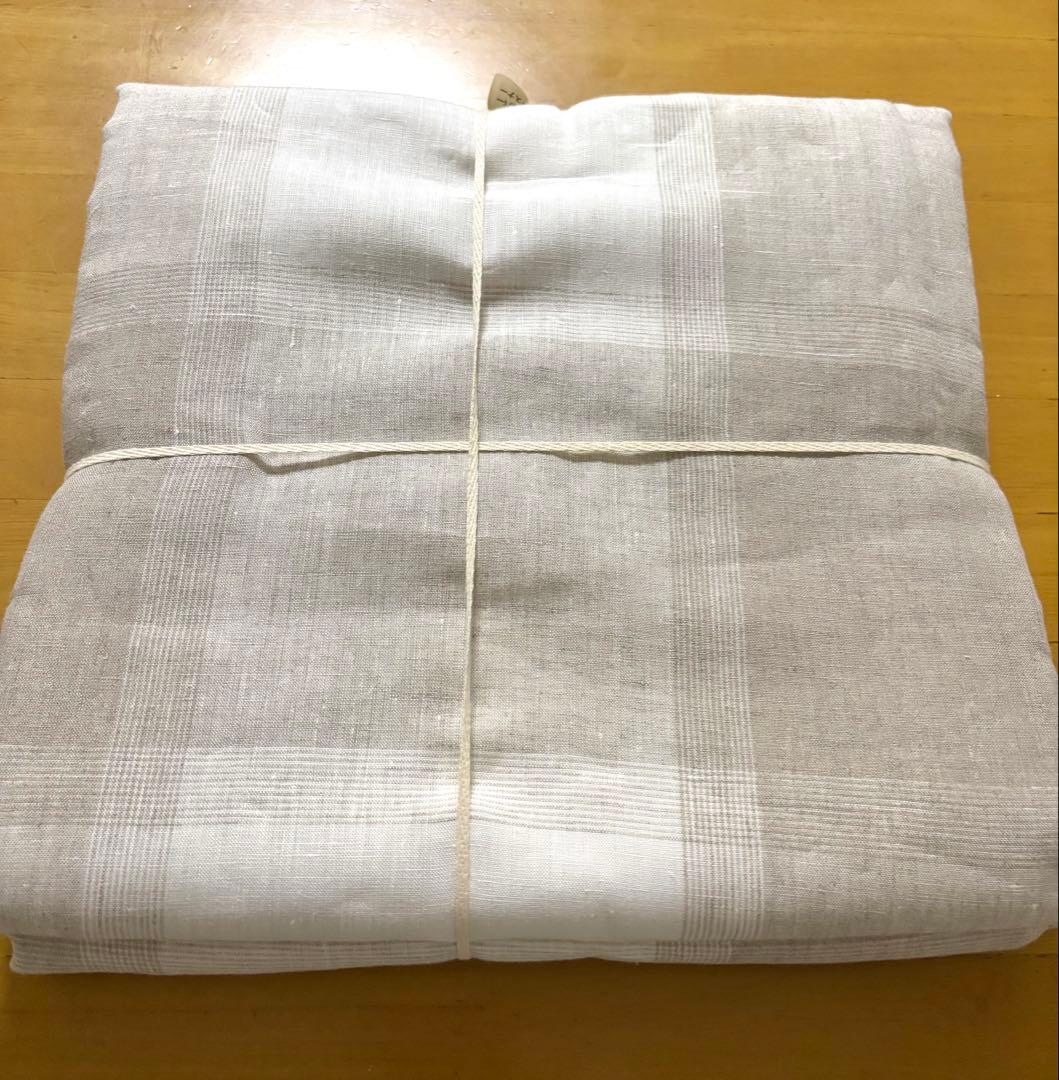 無印良品　麻平織　掛ふとんカバー　SD-D 生成チェック　180×210