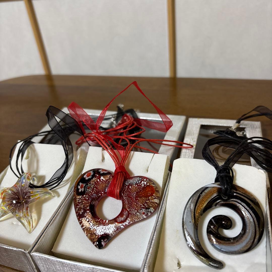 フランス パリ 20年前 購入 ハンドメイド ガラス ペンダント 3点 希少