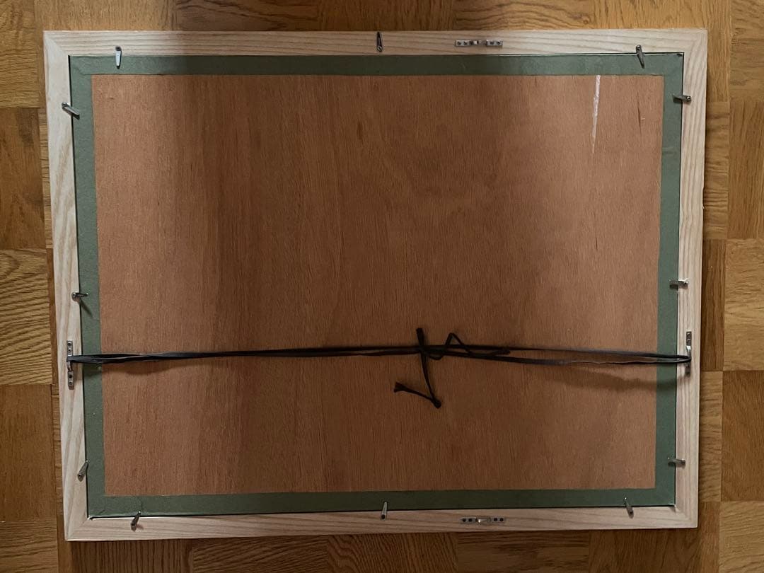 ハンドメイドパッチワークキルトタペストリー 田舎の家と木々フレーム付き