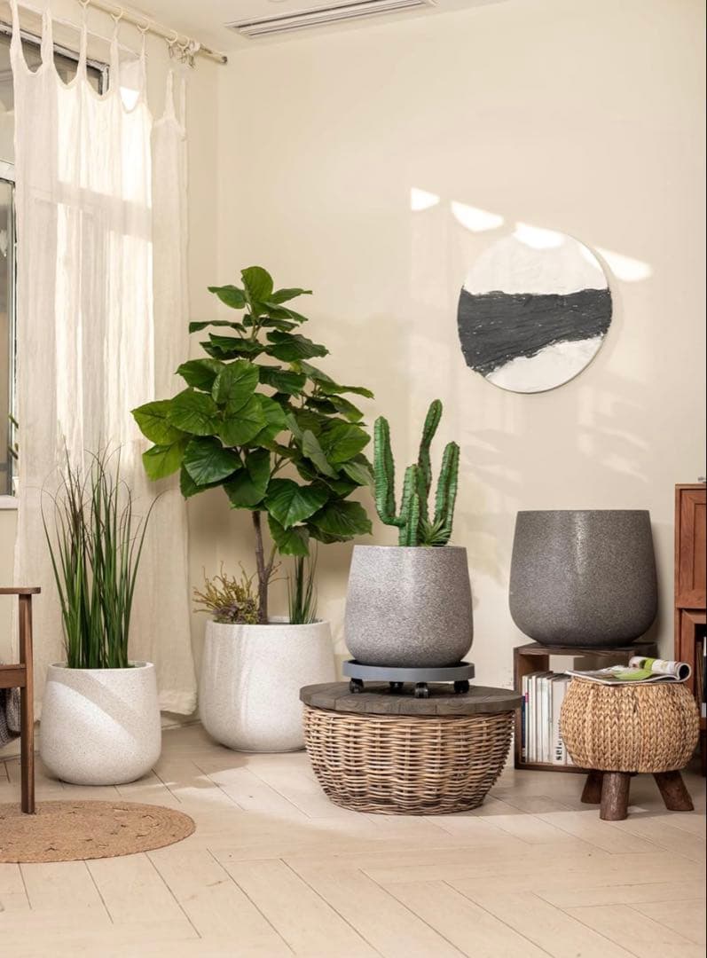 【新品】JUHAN  円形プランター ライトグレー